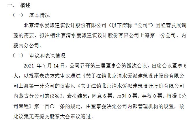 清水愛派擬注銷上海、內蒙古分公司 優化布局降本增效，聚焦核心業務發展